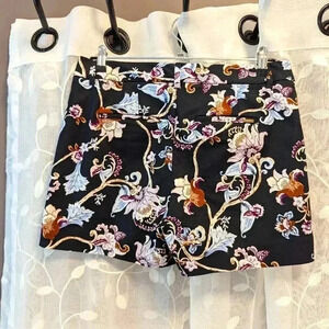 White House Black Market High Waist Floral Shorts - Black and Multicolor